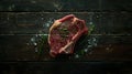 Generative AI Raw Ribeye steak with spices and herbs Dry aged meat traditional food for grill A trendy hard light