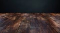 Generative AI Real wood table top texture on dark room interior design backgroundFor create product display or des Royalty Free Stock Photo