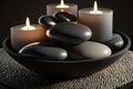 Relax and Rejuvenate with Black Stone Massage and Candle Therapy. Generative AI