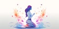 Generative AI Relaxed Female Character Meditate-