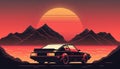 Generative AI, Retro car in retro style, nostalgic 80s, 90s. Royalty Free Stock Photo