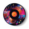 Generative AI Retro Music Vinyl Record- Royalty Free Stock Photo