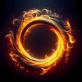 Generative AI ring of fire, burning flame circle Royalty Free Stock Photo