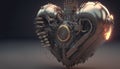 Generative AI, Robot heart in cyberpunk style, futuristic illustration. Love, feelings, romantic St. Valentine\'s Day