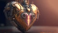 Generative AI, Robot heart in cyberpunk style, futuristic illustration. Love, feelings, romantic St. Valentine\'s Day