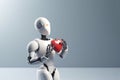 Generative ai robot holding red heart