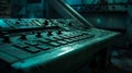 Generative AI A room with a control panel of an abandoned factory. Mechanical control panel for equipment business Royalty Free Stock Photo