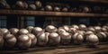 Generative AI, Rough and rugged texture of old baseball balls close up Royalty Free Stock Photo