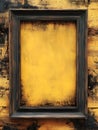 Generative AI Rustic Distressed Wood Frame with Vintage Yellow Background Texture business concept.