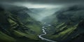 Generative AI, scenic green hills in the clouds, beautiful nature landscape aerial panorama, mountains