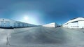 Generative AI Seamless full spherical 360 degree panorama in equirectangular projection of outdoor industrial area Royalty Free Stock Photo