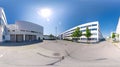 Generative AI Seamless full spherical 360 degree panorama in equirectangular projection of outdoor industrial area Royalty Free Stock Photo
