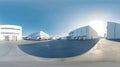 Generative AI Seamless full spherical 360 degree panorama in equirectangular projection of outdoor industrial area Royalty Free Stock Photo