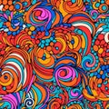 Generative AI 1970 seamless retro pattern-