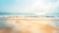 Generative AI Seascape abstract beach background blur bokeh light of calm sea and sky Focus on sand foreground bus Royalty Free Stock Photo