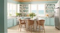 Generative AI, Seaside Serenity: A Coastal Style Kitchen Royalty Free Stock Photo