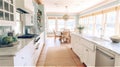 Generative AI, Seaside Serenity: A Coastal Style Kitchen Royalty Free Stock Photo