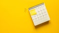 Generative AI September 2024 desk calendar on yellow background Directly above Flat lay business concept.