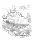 Generative AI Set of Cartoon Submarines- Royalty Free Stock Photo