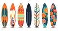 Generative AI Set of Surfboards with- Royalty Free Stock Photo