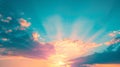 Generative AI Sky background on sunset. Nature abstract composition business concept. Royalty Free Stock Photo