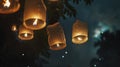 Generative AI Sky lanterns firework festival Loy Krathong and Yi Peng Festival in Chiangmai Thailand business conc