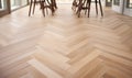 Sophisticated herringbone pattern parquet wood floor, showcasing the elegance of traditional craftsmanship in contemporary