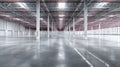 Generative AI Spacious and Modern Empty Warehouse Interior with High Ceilings and Concrete Floor Ideal for Logisti Royalty Free Stock Photo