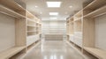 Generative AI Spacious Walkin Closet Interior with Custom Shelving and Drawers Modern Design and Ample Storage bus Royalty Free Stock Photo