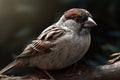 Generative AI.Sparrow close up, isolated on a black background