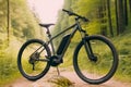 Generative AI Spending Sunday morning outdoors Unrecognizable young mountain biker in black cycling clothing keepi