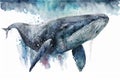Generative AI. Sperm whale swimming in the ocean. Watercolor illustration Royalty Free Stock Photo