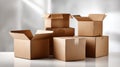 Generative AI Stack of Brown Cardboard Boxes Packaging and Delivery Solutions for Business and Moving business con Royalty Free Stock Photo