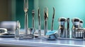 Generative AI Stomatology health care Image of dental tools in dental clinic business concept.