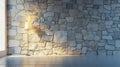 Generative AI stone wall lamp modern interior decoration empty room business concept. Royalty Free Stock Photo