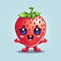 Generative AI Strawberry cute character-