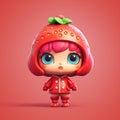 Generative AI Strawberry cute character-