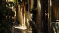 Generative AI Street view in Plaka district of Athens business concept.