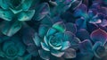 Generative AI Succulent cactus background Close up of teal and purple succulent cactus leaves texture wallpaper Pr