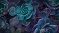 Generative AI Succulent cactus background Close up of teal and purple succulent cactus leaves texture wallpaper Pr