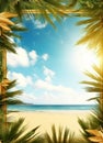 Summer_background_with_frame_nature_of_tropical_golden_1690444451138_2 Royalty Free Stock Photo