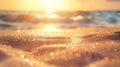 Generative AI Summer background image of tropical beach with blurred horizon at sunset Light sand of beach against Royalty Free Stock Photo