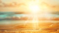 Generative AI Summer holiday concept Abstract blurred sun light beach with autumn sunset sky background business c Royalty Free Stock Photo