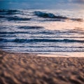 Generative AI, Sunset sea waves beat the waves Royalty Free Stock Photo