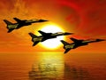 Generative AI Sunset Squadron Royalty Free Stock Photo