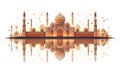 Generative AI. Symmetrical Illustration of a Majestic Arabian Palace at Sunset