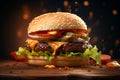 Generative AI a tasty cheeseburger that is on a