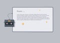 Generative AI template, UI illustration mockup. AI robot connected to frame to display generation process. Vector
