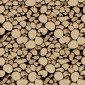 Generative ai. Texture from ends of wooden logs. Seamless background