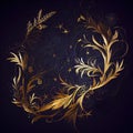 Generative AI: texure with golden ornament and leaf